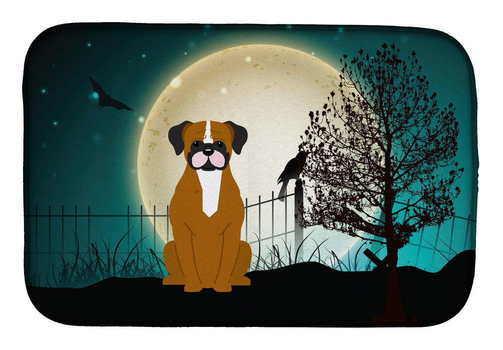 Halloween Scary Flashy Fawn Boxer Dish Drying Mat Absorbent Dish Drying Mat Pad for Kitchen Counter Dish Drainer Mat for Countertop, 14 x 21", Multicolor
