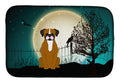 Halloween Scary Flashy Fawn Boxer Dish Drying Mat Absorbent Dish Drying Mat Pad for Kitchen Counter Dish Drainer Mat for Countertop, 14 x 21", Multicolor