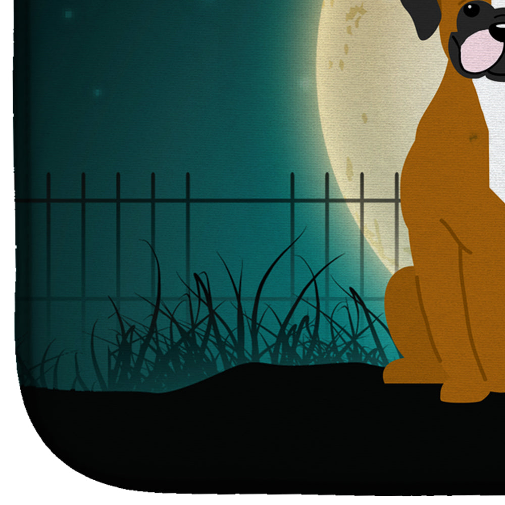 Halloween Scary Flashy Fawn Boxer Dish Drying Mat Absorbent Dish Drying Mat Pad for Kitchen Counter Dish Drainer Mat for Countertop, 14 x 21", Multicolor