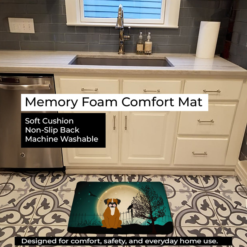 Halloween Scary Flashy Fawn Boxer Memory Foam Kitchen Mat Machine Washable Anti-Fatigue Cushion Comfort Bath or Kitchen Rug