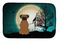 Halloween Scary Brindle Boxer Dish Drying Mat Absorbent Dish Drying Mat Pad for Kitchen Counter Dish Drainer Mat for Countertop, 14 x 21", Multicolor
