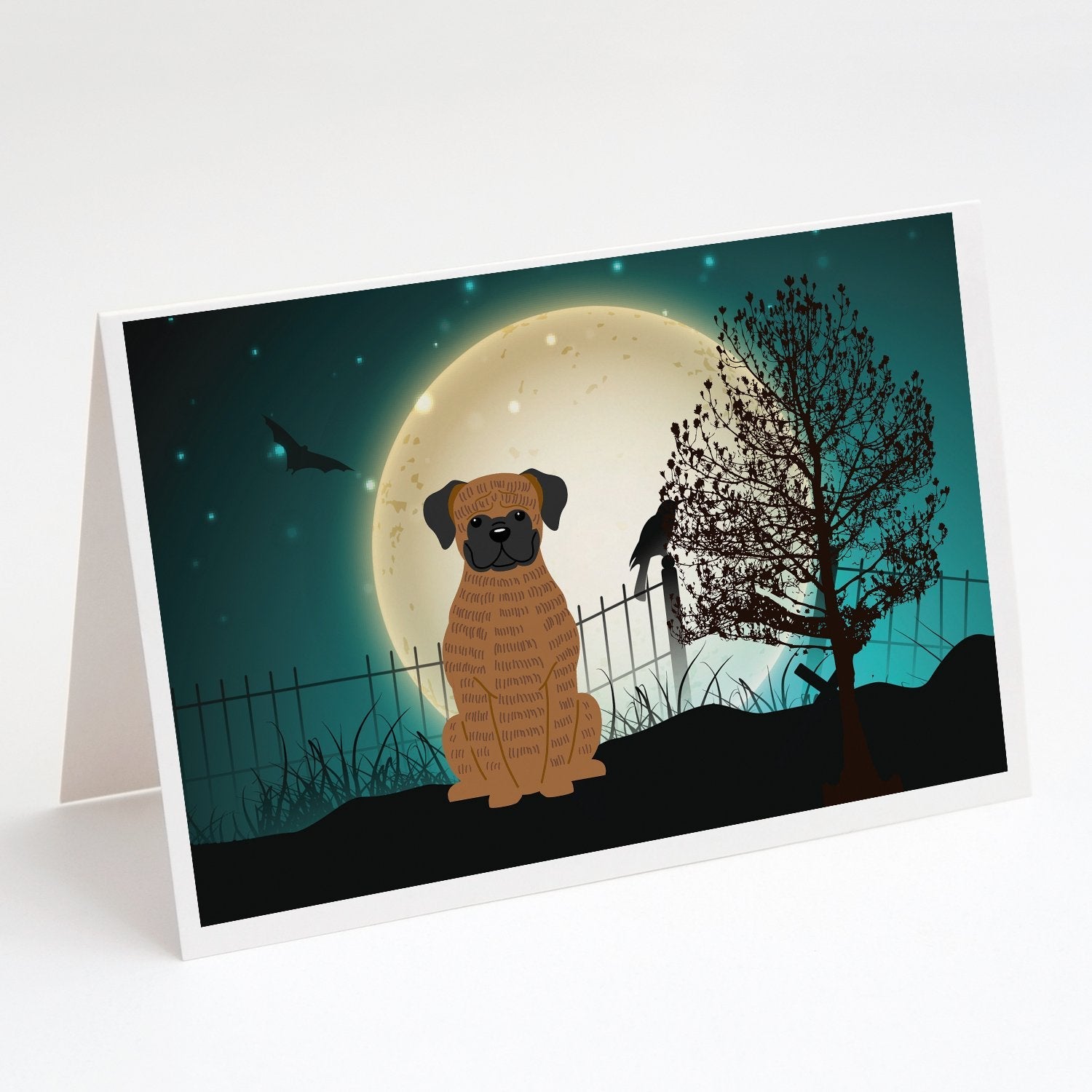 Halloween Scary Brindle Boxer Greeting Cards Pack of 8 Blank Cards with Envelopes Whimsical A7 Size 5x7