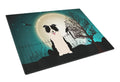 Halloween Scary Border Collie Black White Cutting Board Tempered Glass Kitchen Cutting Surface, Heat Resistant Chopping, Non-Slip Feet, Food Prep & Serving