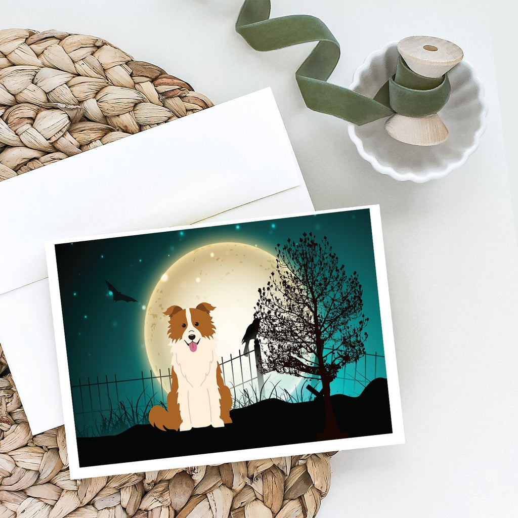 Halloween Scary Border Collie Red White Greeting Cards Pack of 8 Blank Cards with Envelopes Whimsical A7 Size 5x7