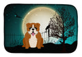 Halloween Scary  English Bulldog Red White Dish Drying Mat Absorbent Dish Drying Mat Pad for Kitchen Counter Dish Drainer Mat for Countertop, 14 x 21", Multicolor