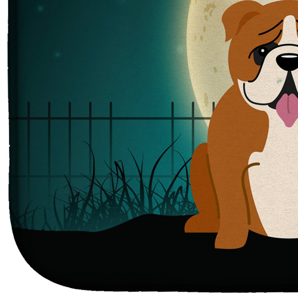 Halloween Scary  English Bulldog Red White Dish Drying Mat Absorbent Dish Drying Mat Pad for Kitchen Counter Dish Drainer Mat for Countertop, 14 x 21", Multicolor