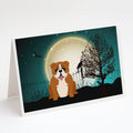 Halloween Scary  English Bulldog Red White Greeting Cards Pack of 8 Blank Cards with Envelopes Whimsical A7 Size 5x7