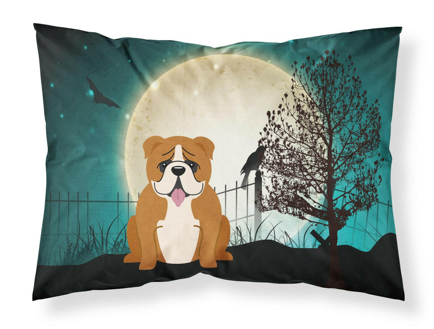 Halloween Scary  English Bulldog Red White Standard Pillowcase Lightweight Super Soft Easy Care Decorative Artwork Pillowcase, Standard