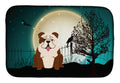 Halloween Scary  English Bulldog Brindle White Dish Drying Mat Absorbent Dish Drying Mat Pad for Kitchen Counter Dish Drainer Mat for Countertop, 14 x 21", Multicolor