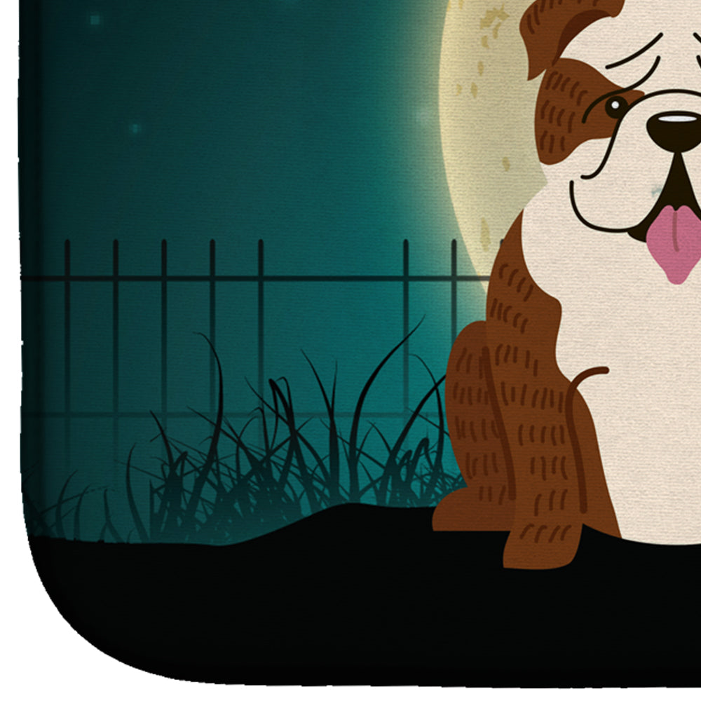 Halloween Scary  English Bulldog Brindle White Dish Drying Mat Absorbent Dish Drying Mat Pad for Kitchen Counter Dish Drainer Mat for Countertop, 14 x 21", Multicolor