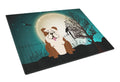 Halloween Scary  English Bulldog Brindle White Cutting Board Tempered Glass Kitchen Cutting Surface, Heat Resistant Chopping, Non-Slip Feet, Food Prep & Serving