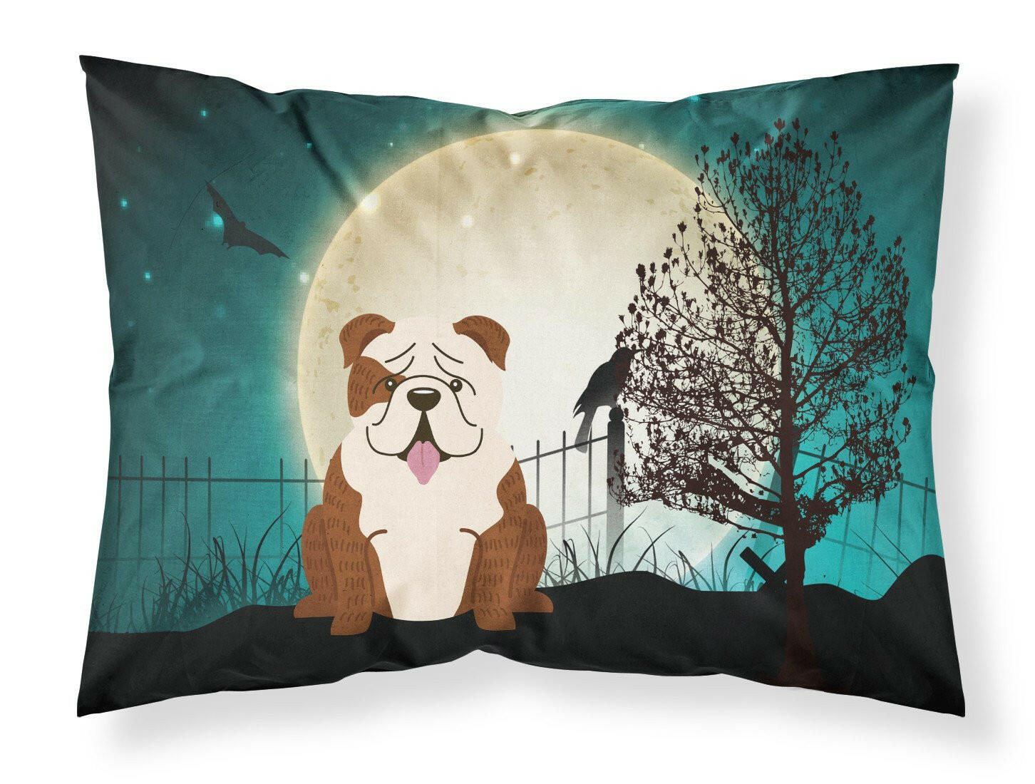 Halloween Scary  English Bulldog Brindle White Standard Pillowcase Lightweight Super Soft Easy Care Decorative Artwork Pillowcase, Standard