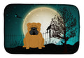 Halloween Scary  English Bulldog Red Dish Drying Mat Absorbent Dish Drying Mat Pad for Kitchen Counter Dish Drainer Mat for Countertop, 14 x 21", Multicolor