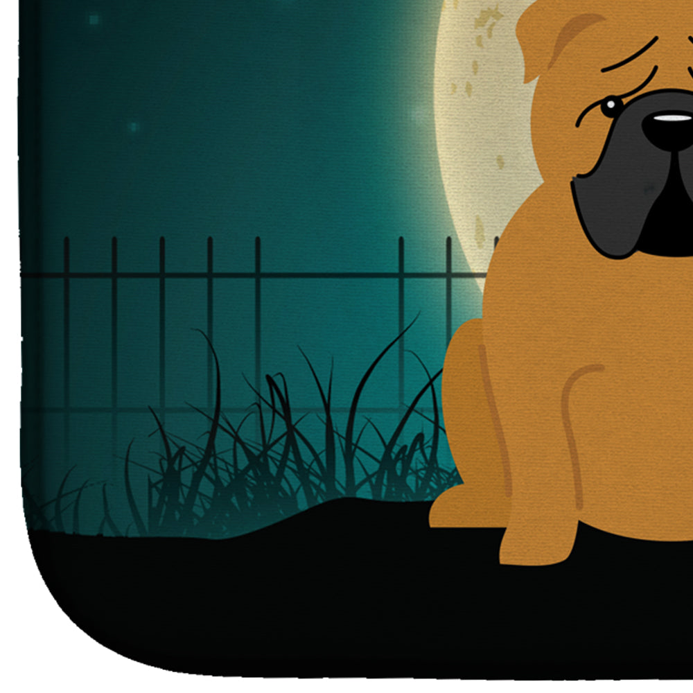Halloween Scary  English Bulldog Red Dish Drying Mat Absorbent Dish Drying Mat Pad for Kitchen Counter Dish Drainer Mat for Countertop, 14 x 21", Multicolor