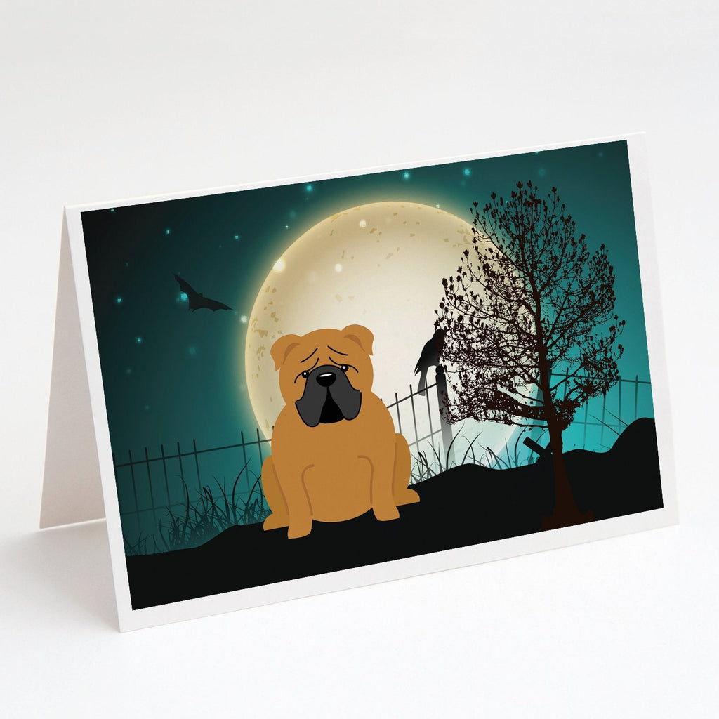 Halloween Scary  English Bulldog Red Greeting Cards Pack of 8 Blank Cards with Envelopes Whimsical A7 Size 5x7