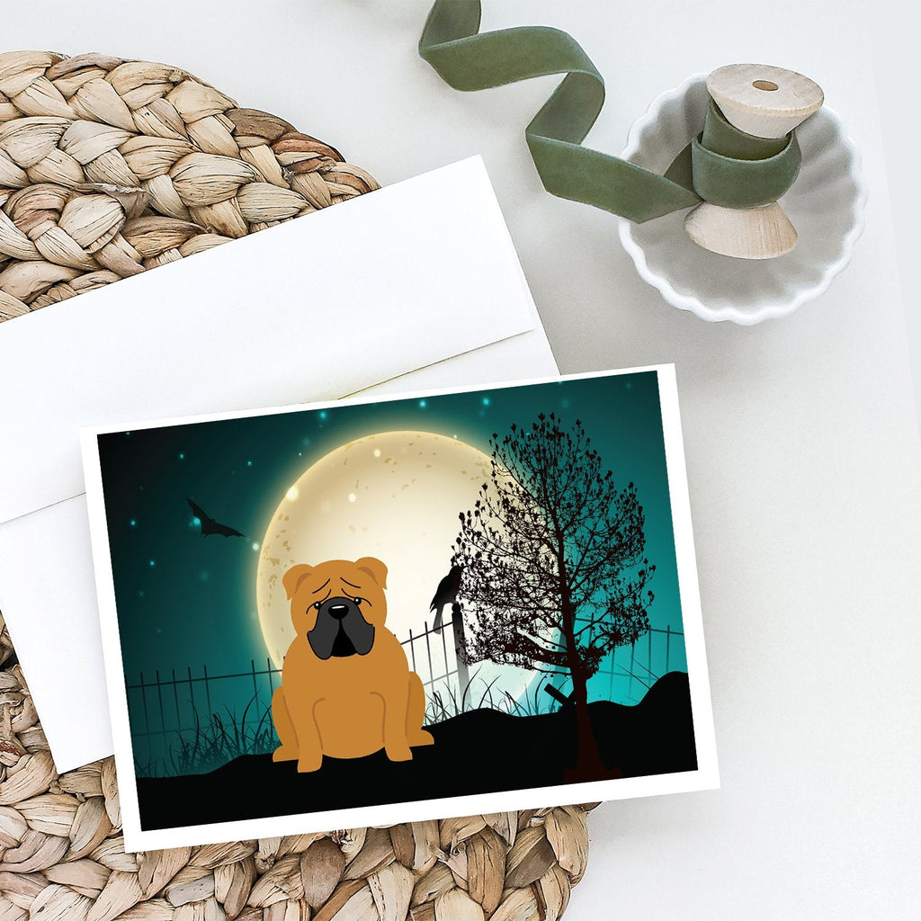 Halloween Scary  English Bulldog Red Greeting Cards Pack of 8 Blank Cards with Envelopes Whimsical A7 Size 5x7