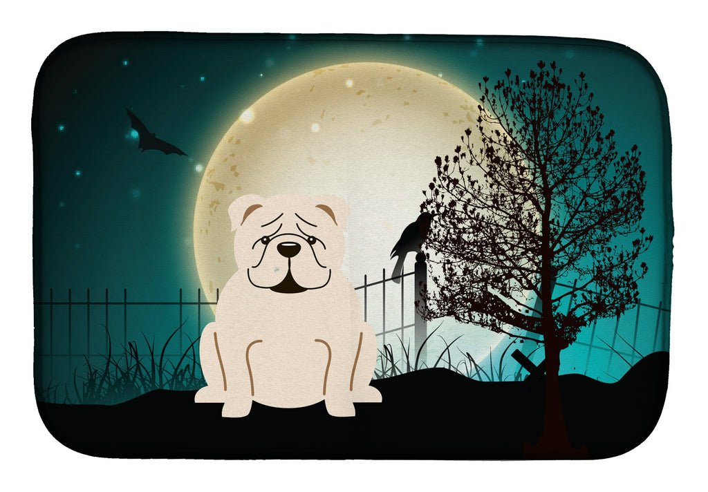 Halloween Scary  English Bulldog White Dish Drying Mat Absorbent Dish Drying Mat Pad for Kitchen Counter Dish Drainer Mat for Countertop, 14 x 21", Multicolor