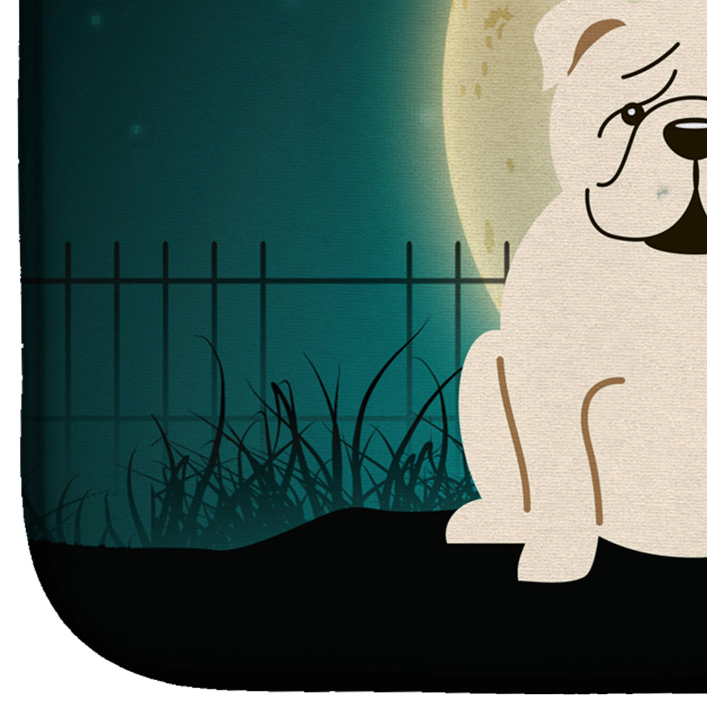 Halloween Scary  English Bulldog White Dish Drying Mat Absorbent Dish Drying Mat Pad for Kitchen Counter Dish Drainer Mat for Countertop, 14 x 21", Multicolor