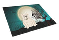 Halloween Scary  English Bulldog White Cutting Board Tempered Glass Kitchen Cutting Surface, Heat Resistant Chopping, Non-Slip Feet, Food Prep & Serving