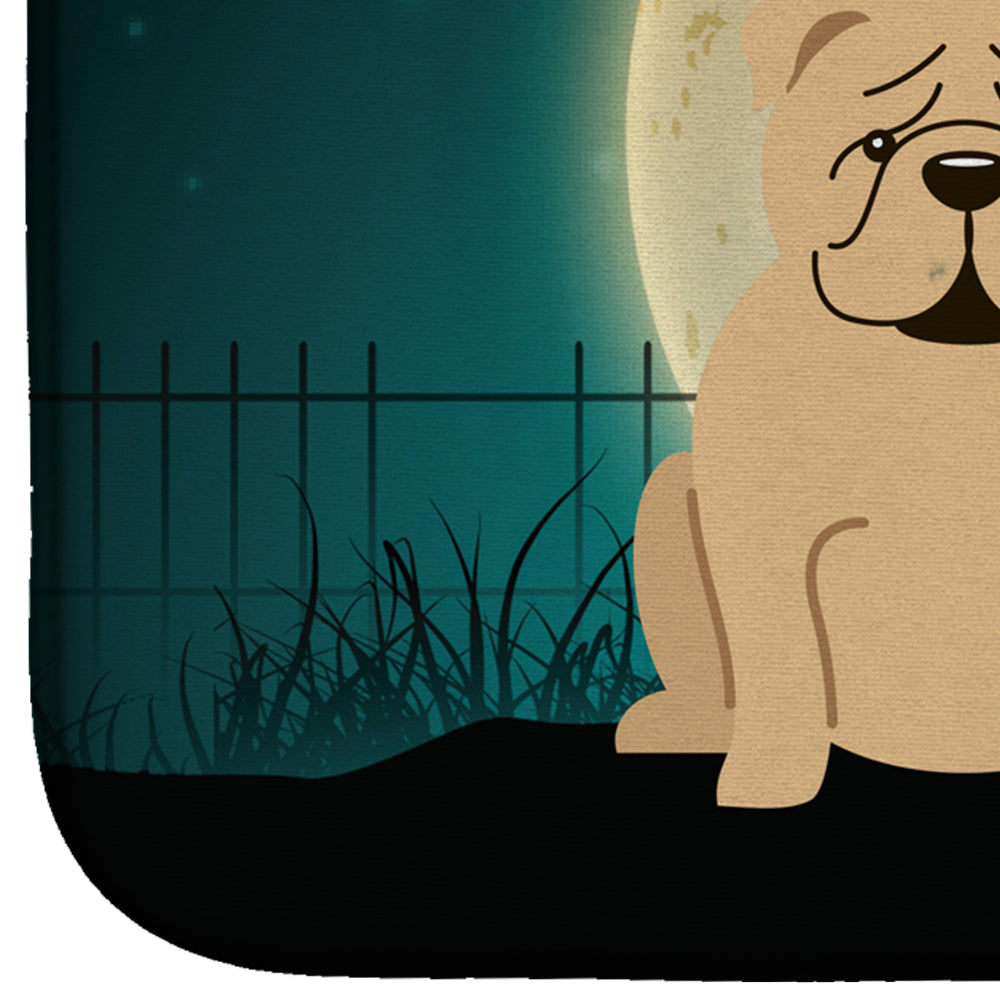 Halloween Scary  English Bulldog Fawn Dish Drying Mat Absorbent Dish Drying Mat Pad for Kitchen Counter Dish Drainer Mat for Countertop, 14 x 21", Multicolor