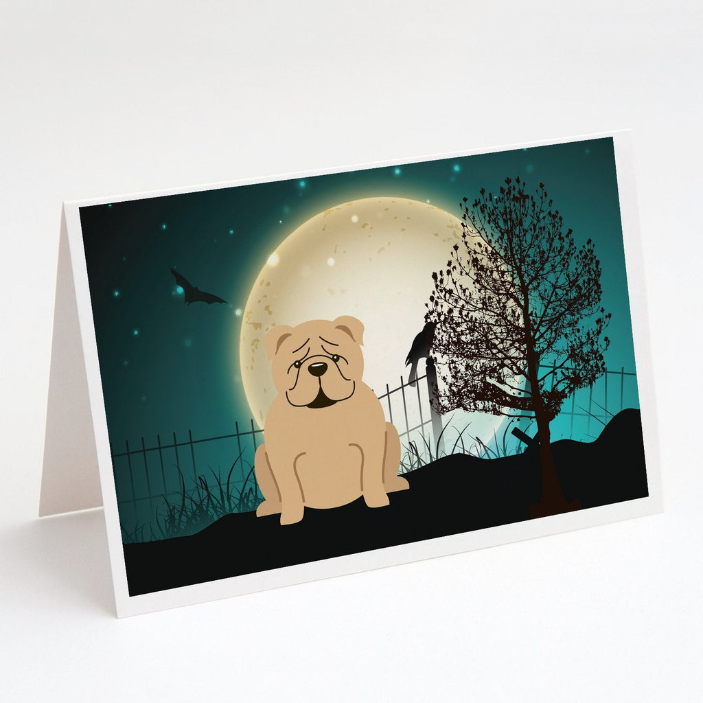 Halloween Scary  English Bulldog Fawn Greeting Cards Pack of 8 Blank Cards with Envelopes Whimsical A7 Size 5x7