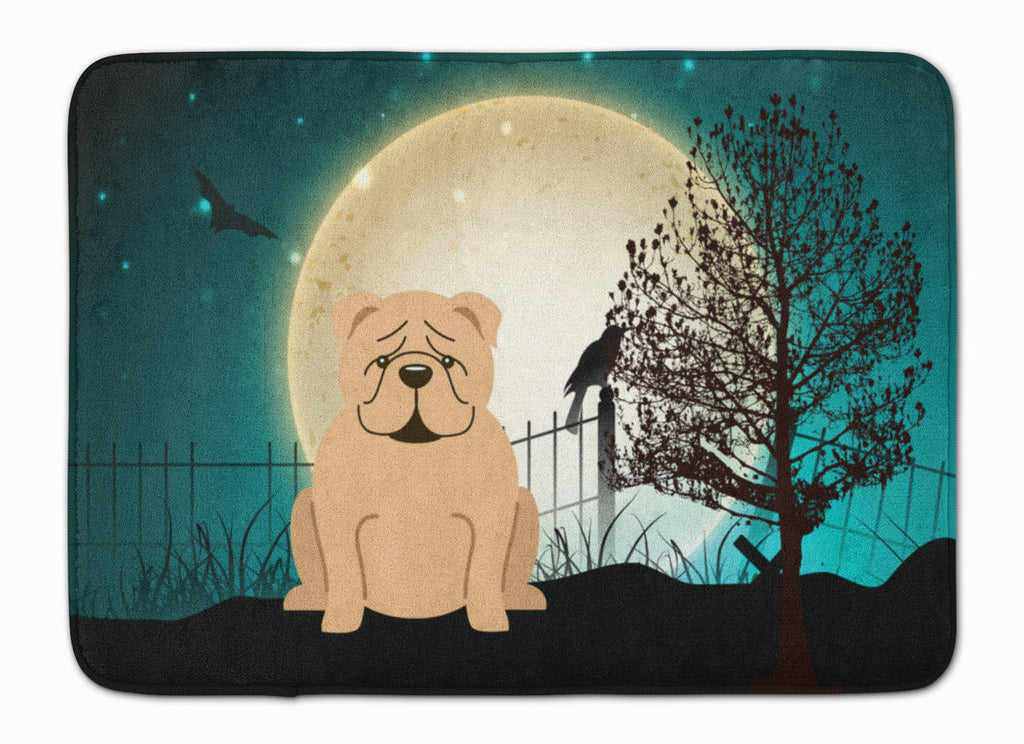 Halloween Scary  English Bulldog Fawn Memory Foam Kitchen Mat Machine Washable Anti-Fatigue Cushion Comfort Bath or Kitchen Rug