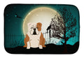 Halloween Scary  English Bulldog Fawn White Dish Drying Mat Absorbent Dish Drying Mat Pad for Kitchen Counter Dish Drainer Mat for Countertop, 14 x 21", Multicolor