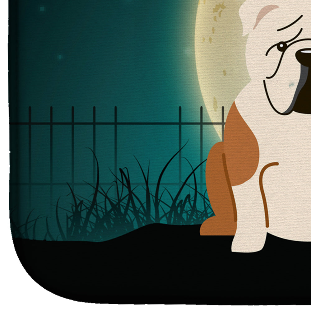 Halloween Scary  English Bulldog Fawn White Dish Drying Mat Absorbent Dish Drying Mat Pad for Kitchen Counter Dish Drainer Mat for Countertop, 14 x 21", Multicolor