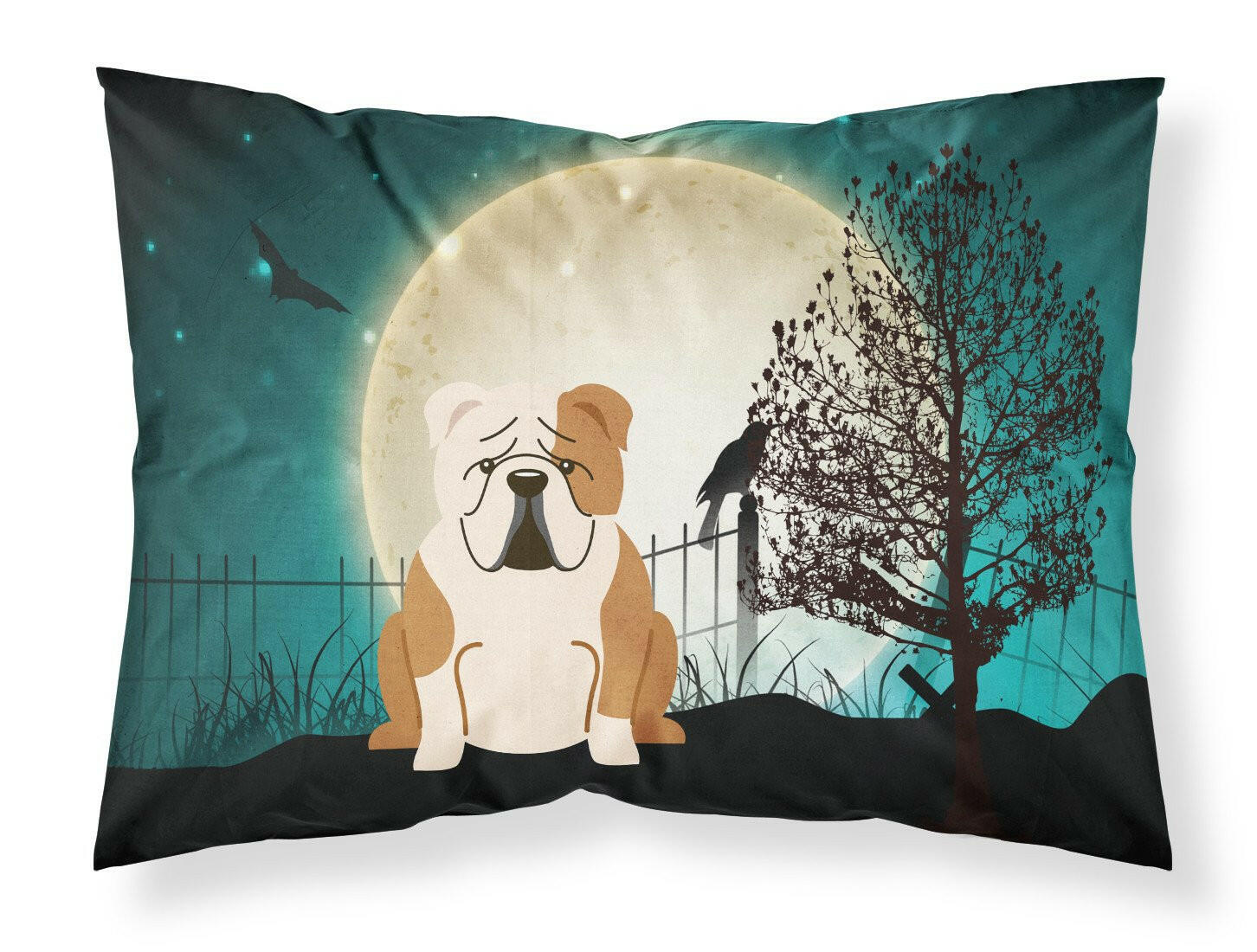 Halloween Scary  English Bulldog Fawn White Standard Pillowcase Lightweight Super Soft Easy Care Decorative Artwork Pillowcase, Standard