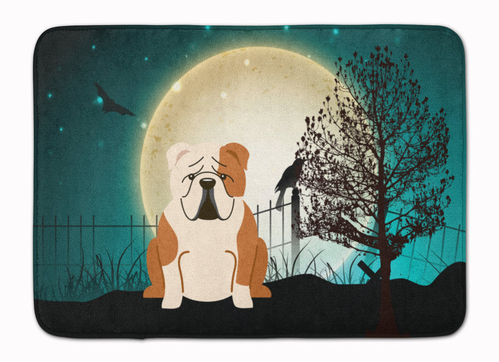Halloween Scary  English Bulldog Fawn White Memory Foam Kitchen Mat Machine Washable Anti-Fatigue Cushion Comfort Bath or Kitchen Rug