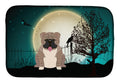 Halloween Scary  English Bulldog Grey Brindle  Dish Drying Mat Absorbent Dish Drying Mat Pad for Kitchen Counter Dish Drainer Mat for Countertop, 14 x 21", Multicolor