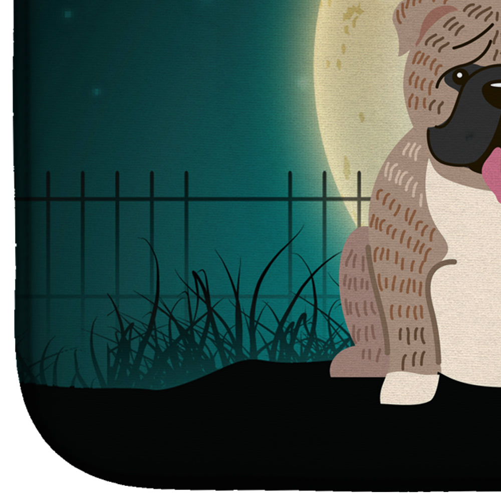 Halloween Scary  English Bulldog Grey Brindle  Dish Drying Mat Absorbent Dish Drying Mat Pad for Kitchen Counter Dish Drainer Mat for Countertop, 14 x 21", Multicolor