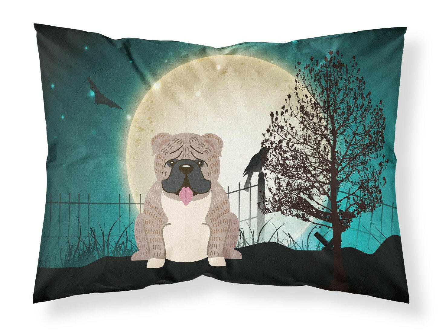 Halloween Scary  English Bulldog Grey Brindle  Standard Pillowcase Lightweight Super Soft Easy Care Decorative Artwork Pillowcase, Standard