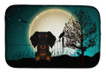 Halloween Scary Wire Haired Dachshund Black Tan Dish Drying Mat Absorbent Dish Drying Mat Pad for Kitchen Counter Dish Drainer Mat for Countertop, 14 x 21", Multicolor