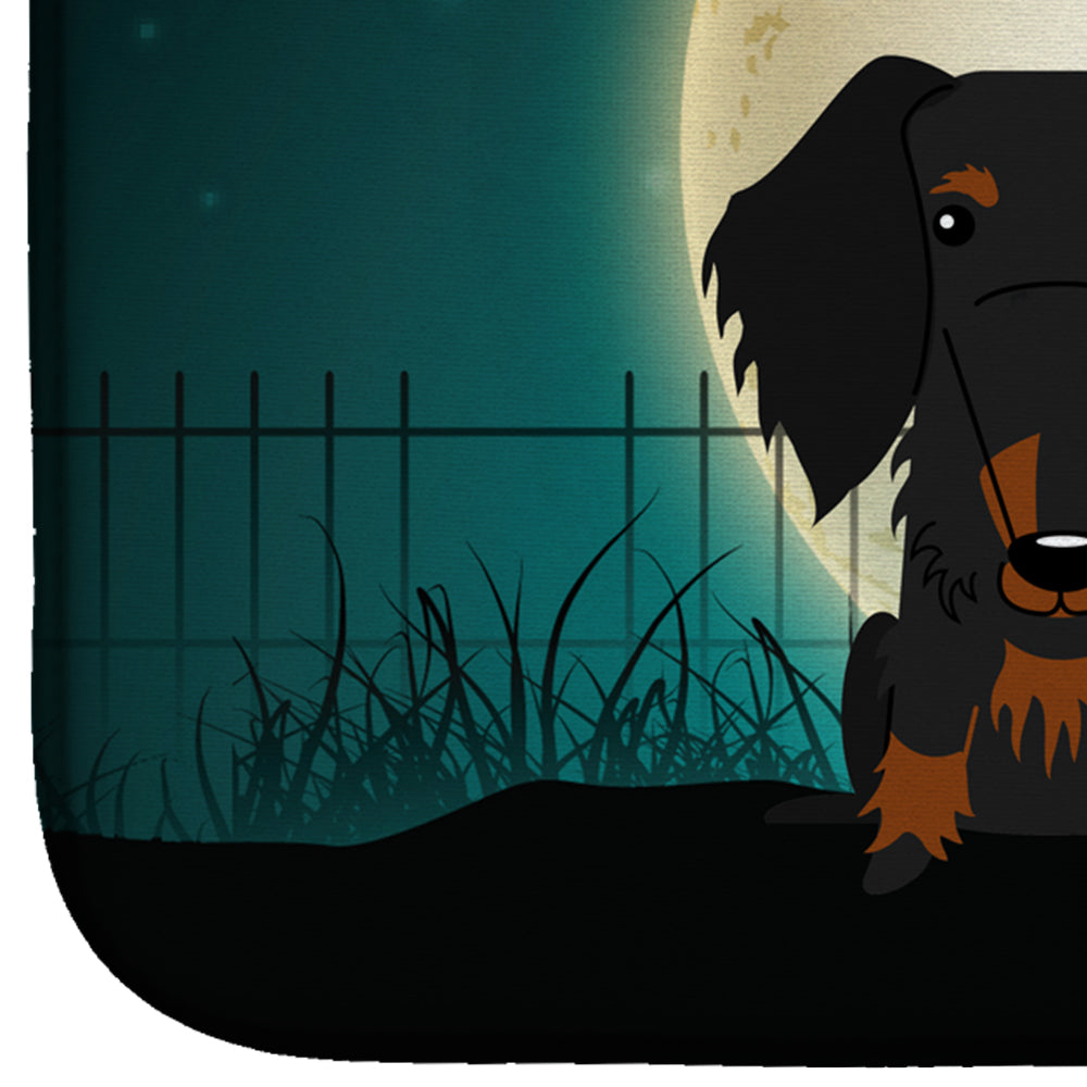 Halloween Scary Wire Haired Dachshund Black Tan Dish Drying Mat Absorbent Dish Drying Mat Pad for Kitchen Counter Dish Drainer Mat for Countertop, 14 x 21", Multicolor