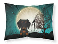 Halloween Scary Wire Haired Dachshund Black Tan Standard Pillowcase Lightweight Super Soft Easy Care Decorative Artwork Pillowcase, Standard