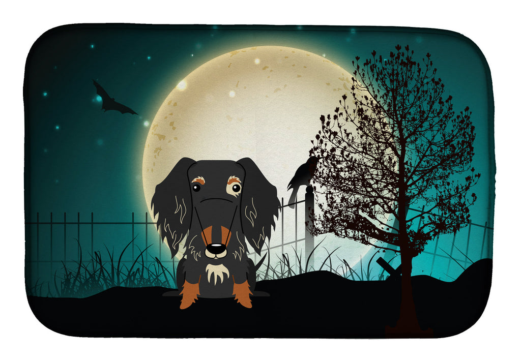 Halloween Scary Wire Haired Dachshund Dapple Dish Drying Mat Absorbent Dish Drying Mat Pad for Kitchen Counter Dish Drainer Mat for Countertop, 14 x 21", Multicolor