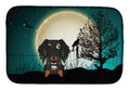 Halloween Scary Wire Haired Dachshund Dapple Dish Drying Mat Absorbent Dish Drying Mat Pad for Kitchen Counter Dish Drainer Mat for Countertop, 14 x 21", Multicolor