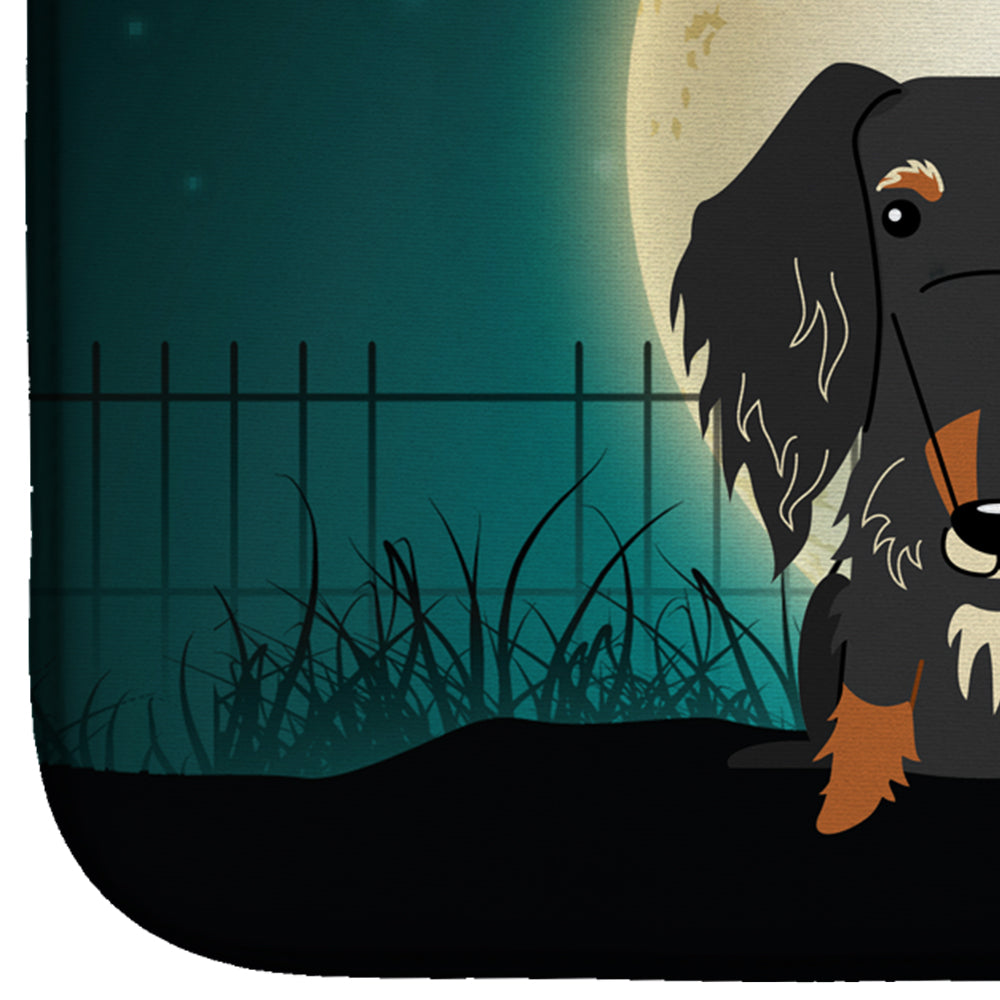 Halloween Scary Wire Haired Dachshund Dapple Dish Drying Mat Absorbent Dish Drying Mat Pad for Kitchen Counter Dish Drainer Mat for Countertop, 14 x 21", Multicolor
