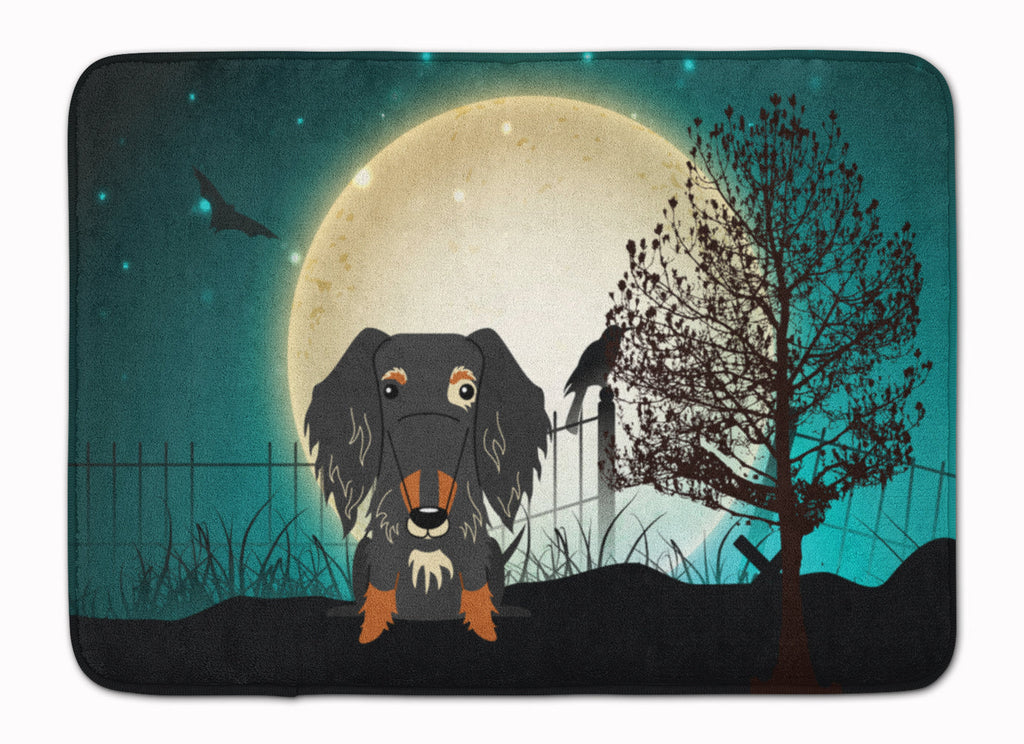 Halloween Scary Wire Haired Dachshund Dapple Memory Foam Kitchen Mat Machine Washable Anti-Fatigue Cushion Comfort Bath or Kitchen Rug