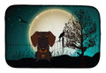 Halloween Scary Wire Haired Dachshund Chocolate Dish Drying Mat Absorbent Dish Drying Mat Pad for Kitchen Counter Dish Drainer Mat for Countertop, 14 x 21", Multicolor