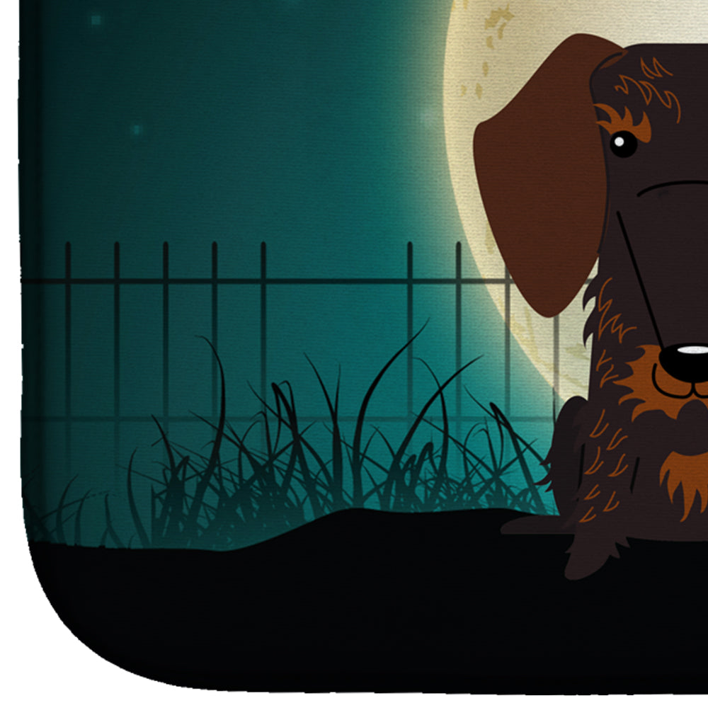 Halloween Scary Wire Haired Dachshund Chocolate Dish Drying Mat Absorbent Dish Drying Mat Pad for Kitchen Counter Dish Drainer Mat for Countertop, 14 x 21", Multicolor