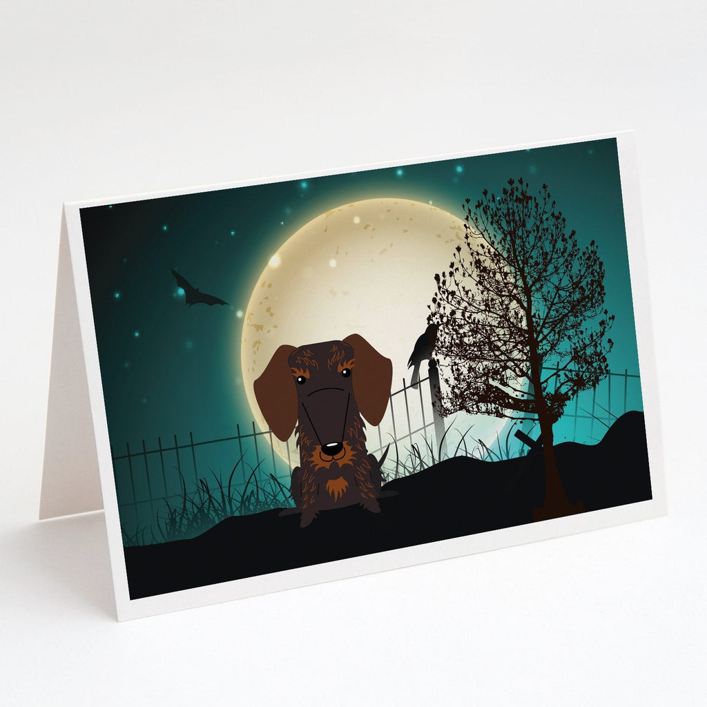 Halloween Scary Wire Haired Dachshund Chocolate Greeting Cards Pack of 8 Blank Cards with Envelopes Whimsical A7 Size 5x7