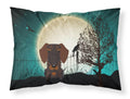 Halloween Scary Wire Haired Dachshund Chocolate Standard Pillowcase Lightweight Super Soft Easy Care Decorative Artwork Pillowcase, Standard