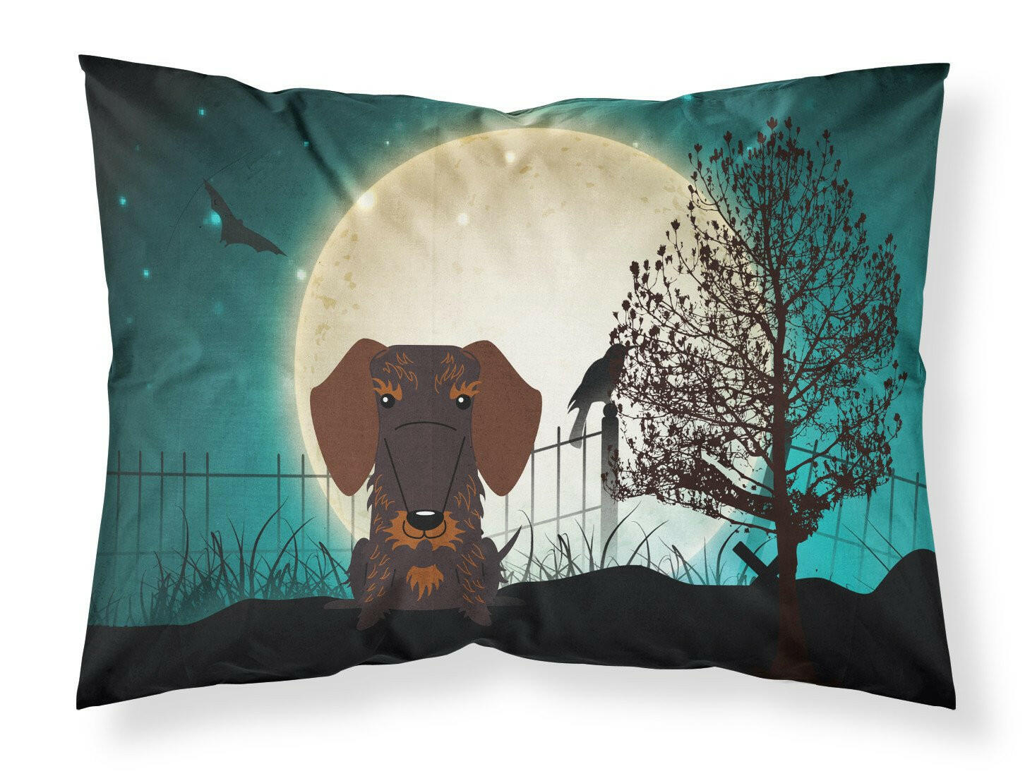 Halloween Scary Wire Haired Dachshund Chocolate Standard Pillowcase Lightweight Super Soft Easy Care Decorative Artwork Pillowcase, Standard