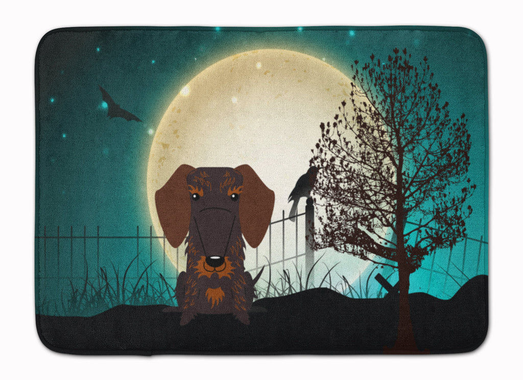 Halloween Scary Wire Haired Dachshund Chocolate Memory Foam Kitchen Mat Machine Washable Anti-Fatigue Cushion Comfort Bath or Kitchen Rug