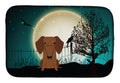 Halloween Scary Dachshund Red Brown Dish Drying Mat Absorbent Dish Drying Mat Pad for Kitchen Counter Dish Drainer Mat for Countertop, 14 x 21", Multicolor