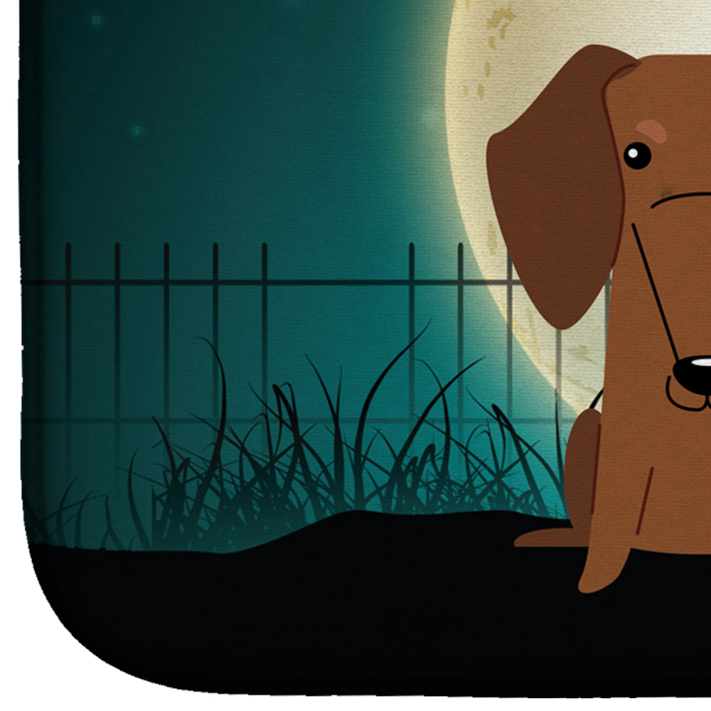 Halloween Scary Dachshund Red Brown Dish Drying Mat Absorbent Dish Drying Mat Pad for Kitchen Counter Dish Drainer Mat for Countertop, 14 x 21", Multicolor