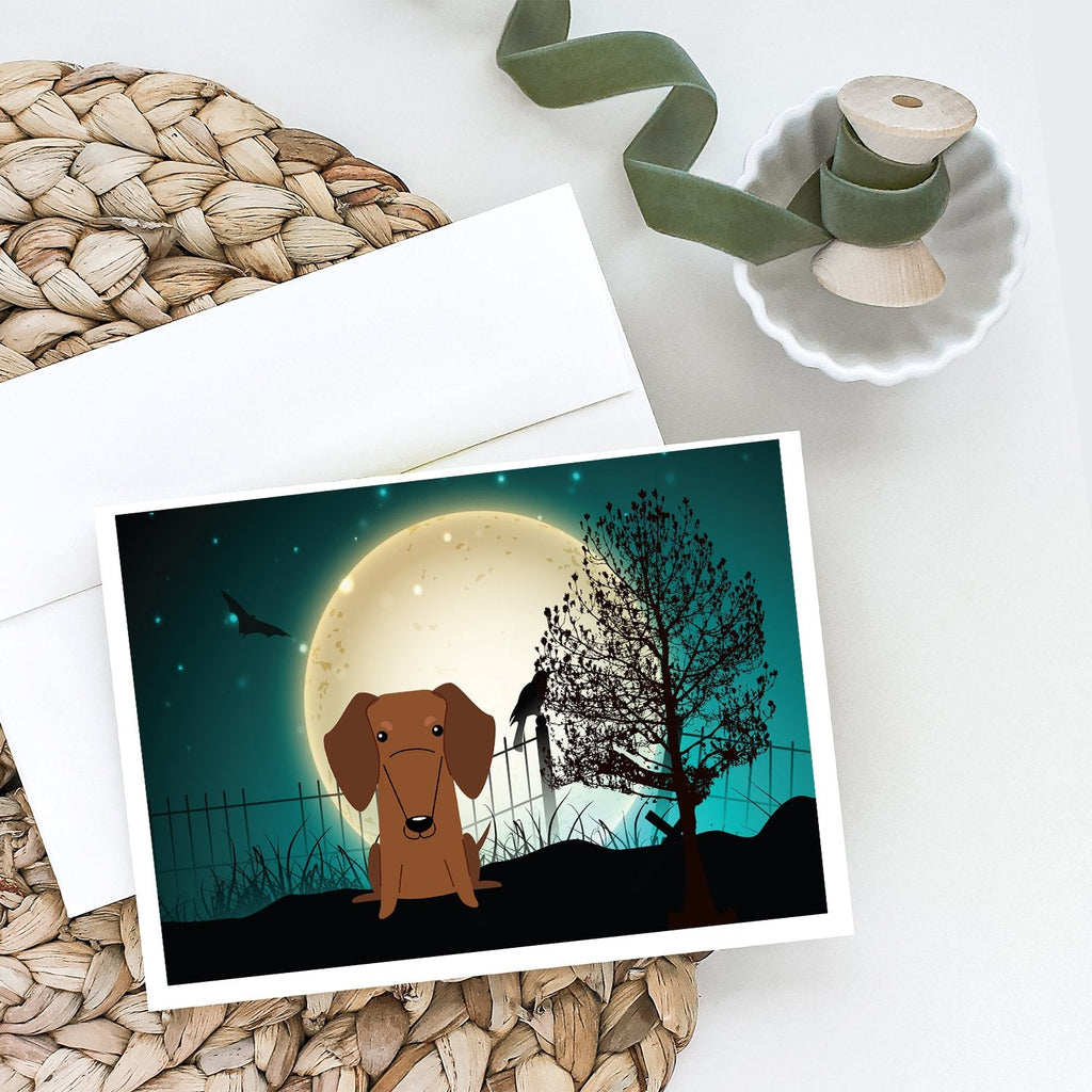 Halloween Scary Dachshund Red Brown Greeting Cards Pack of 8 Blank Cards with Envelopes Whimsical A7 Size 5x7