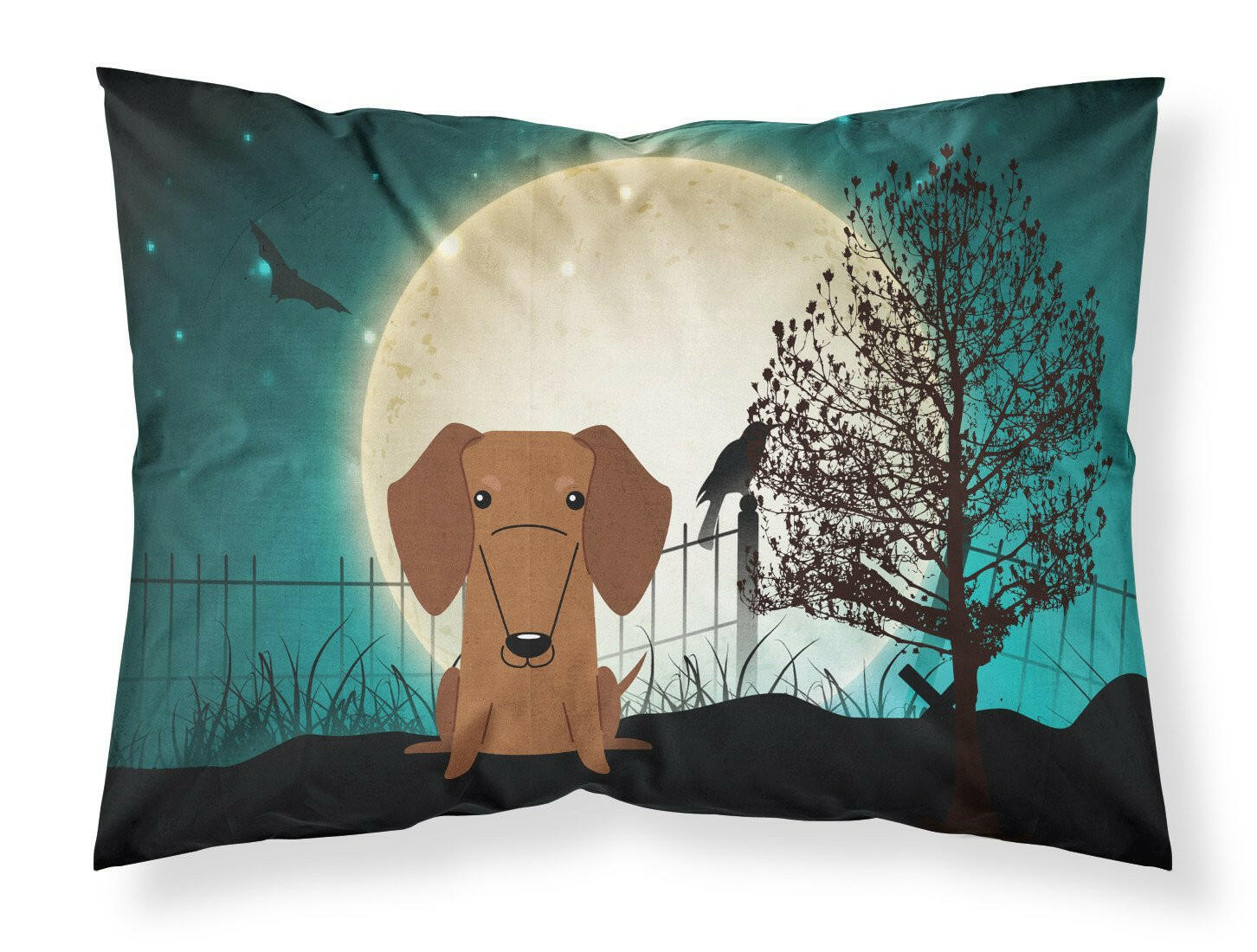 Halloween Scary Dachshund Red Brown Standard Pillowcase Lightweight Super Soft Easy Care Decorative Artwork Pillowcase, Standard